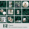 12 Dark Green Instagram Templates